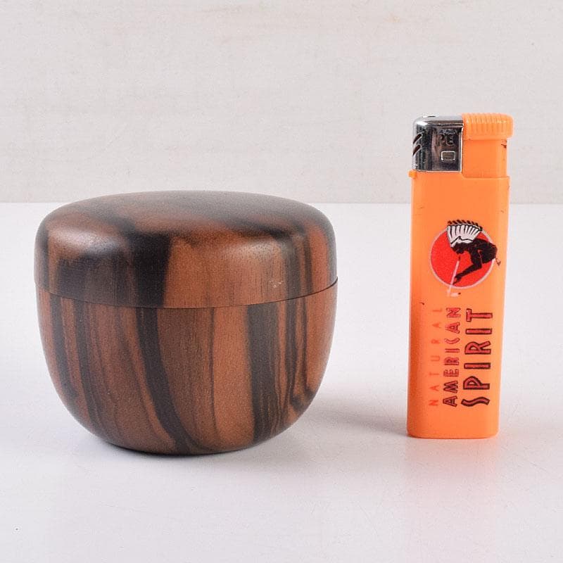 茶道具　天然木　黒柿製　無垢彫　綺麗な木目の棗　V　R8964