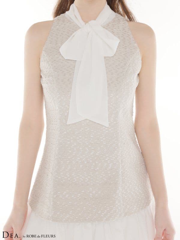 ローブドフルール　DEA リボン付きホワイトドレス