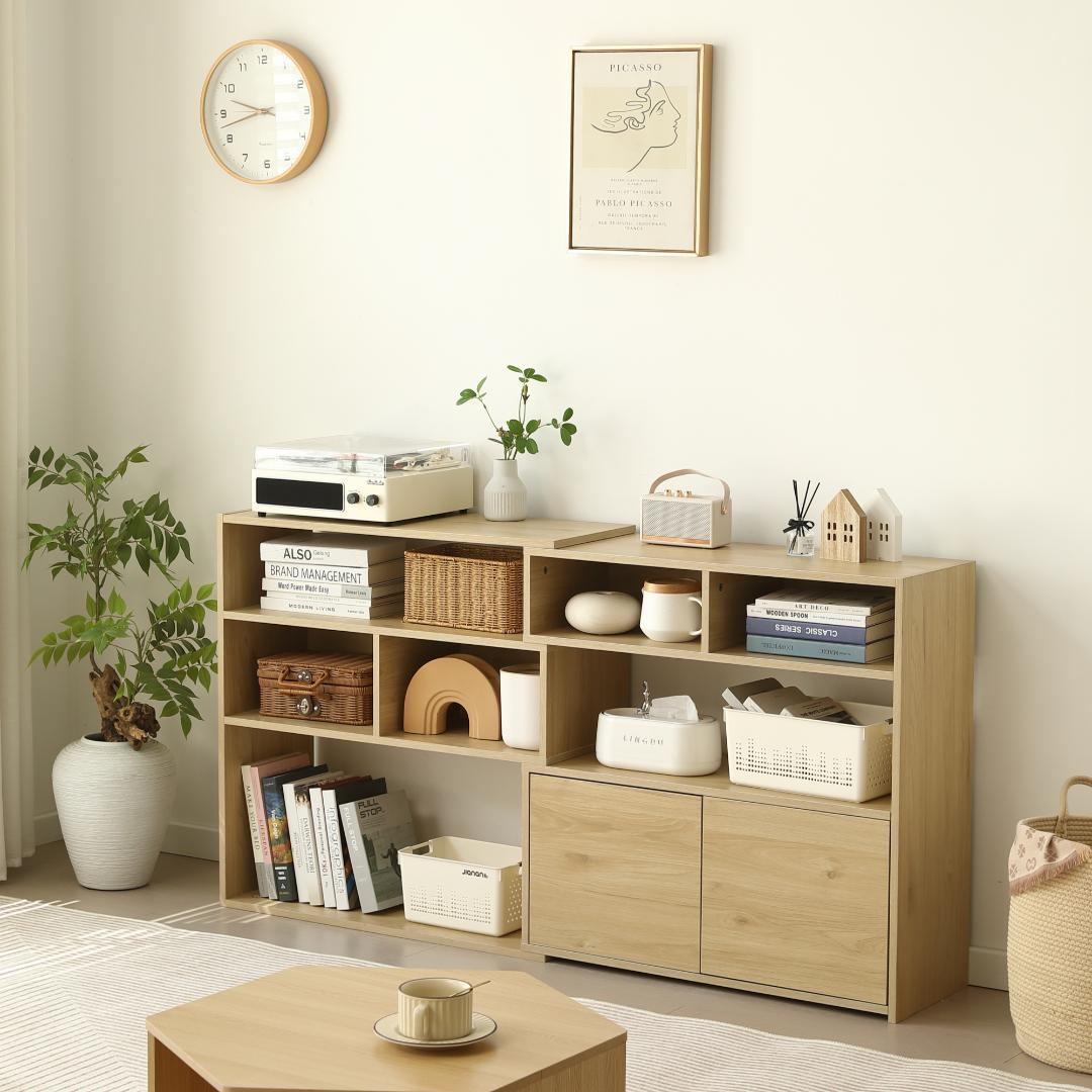 超人気！伸縮ラック オープンシェルフ サイドボード リビング収納 幅80～158