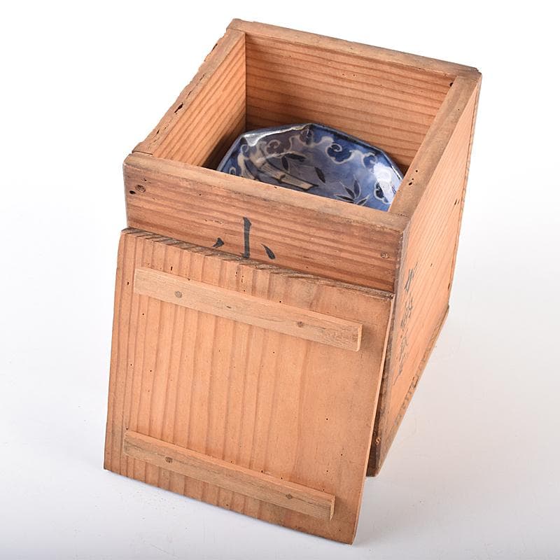 伊万里焼　古伊万里　染付　竹文　八角小皿　七客　時代箱付　C　R7593