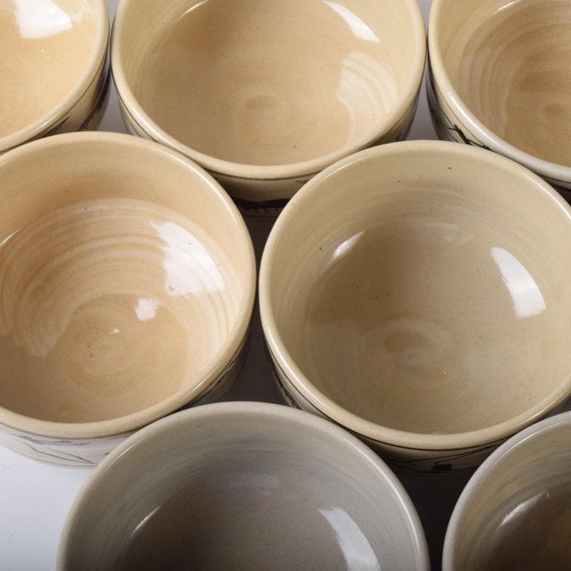 茶道具　阿漕焼　鶴松図　数茶碗　十客　共箱　V　7790A