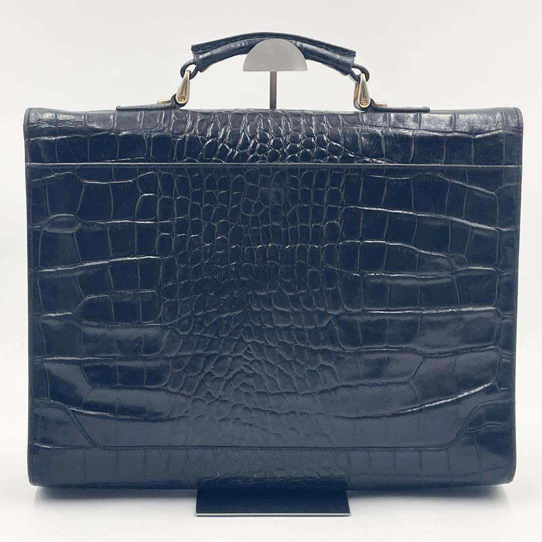 【極美品】BALLY クロコ型押しレザー ビジネスバッグ ブリーフケース A4可