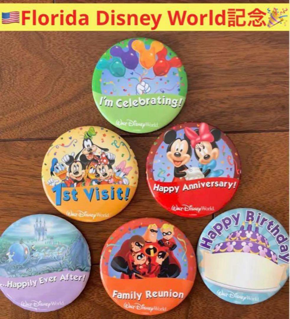 【限定】ディズニーワールド フロリダ 缶バッチ 6個　セット