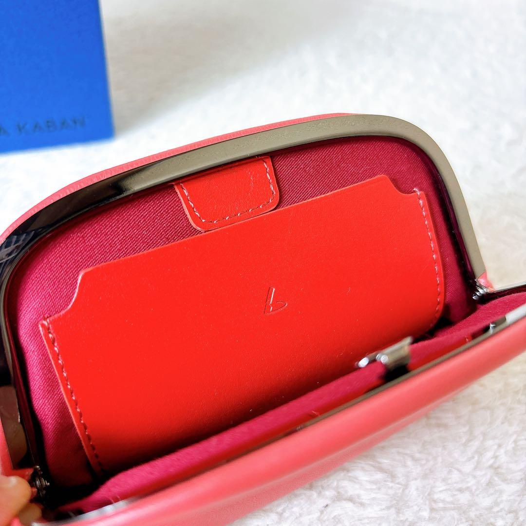 土屋鞄 スムースラムスキン がま口 ミディアム コーラル ケース ピンク