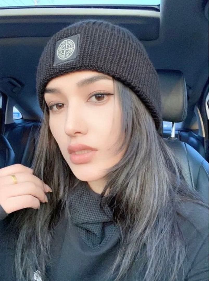 男女兼用◇STONE  ウール ロゴ ビーニー ニット帽 紺