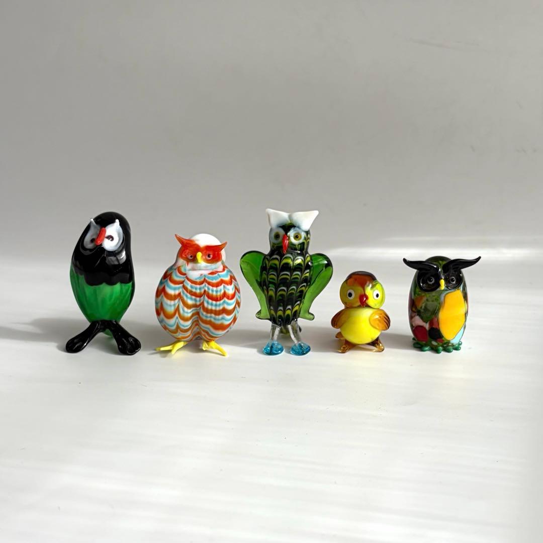ベネチアングラス　フクロウ　イタリア　ムラーノ島　手づくり　工芸　職人　かわいい