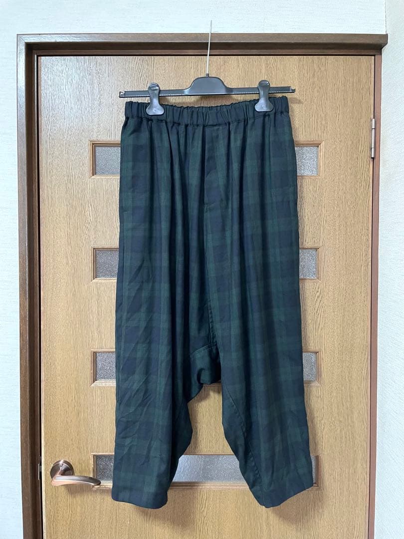 よし ブラックコムデギャルソン チェック柄サルエルパンツ ブラックウォッチ