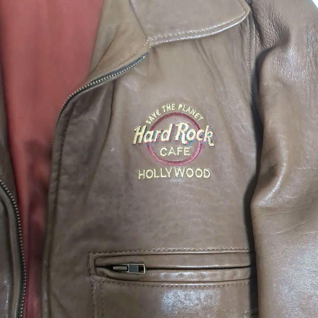 Hard Rock Cafe 革ジャン　L　Hollywood刺繍90ｓブラウン
