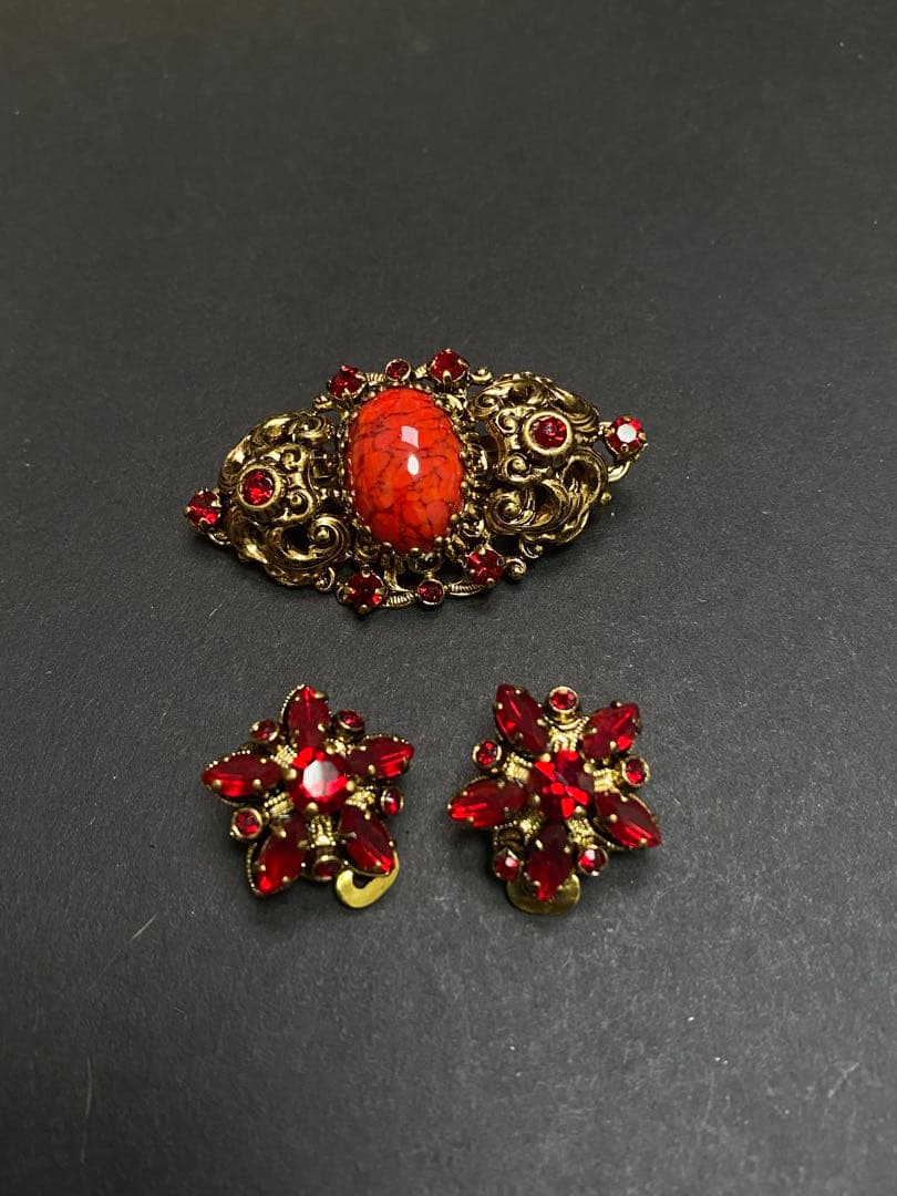 W.GERMANY 西ドイツ製 2点セット ブローチとイアリング