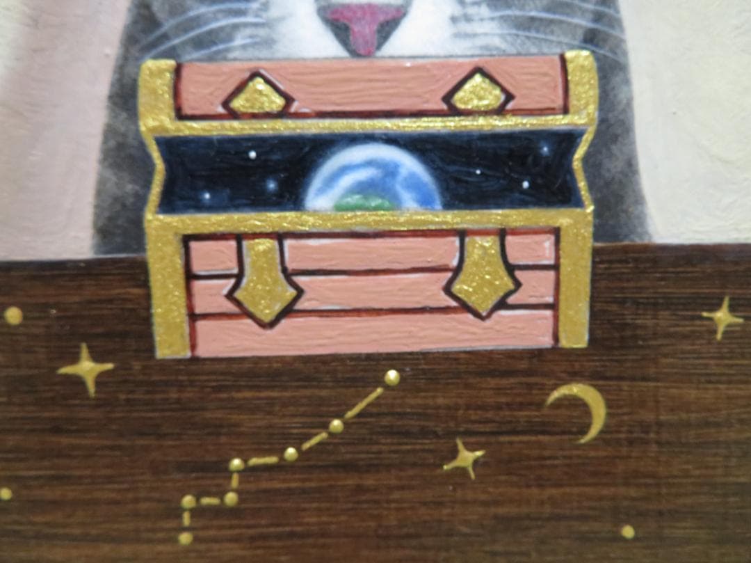 ◆　岡雅明　「星の宝箱」　油彩　F0号 一枚の繪　◆