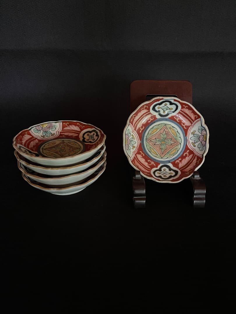 古伊万里　赤絵　豆皿　5枚揃え
