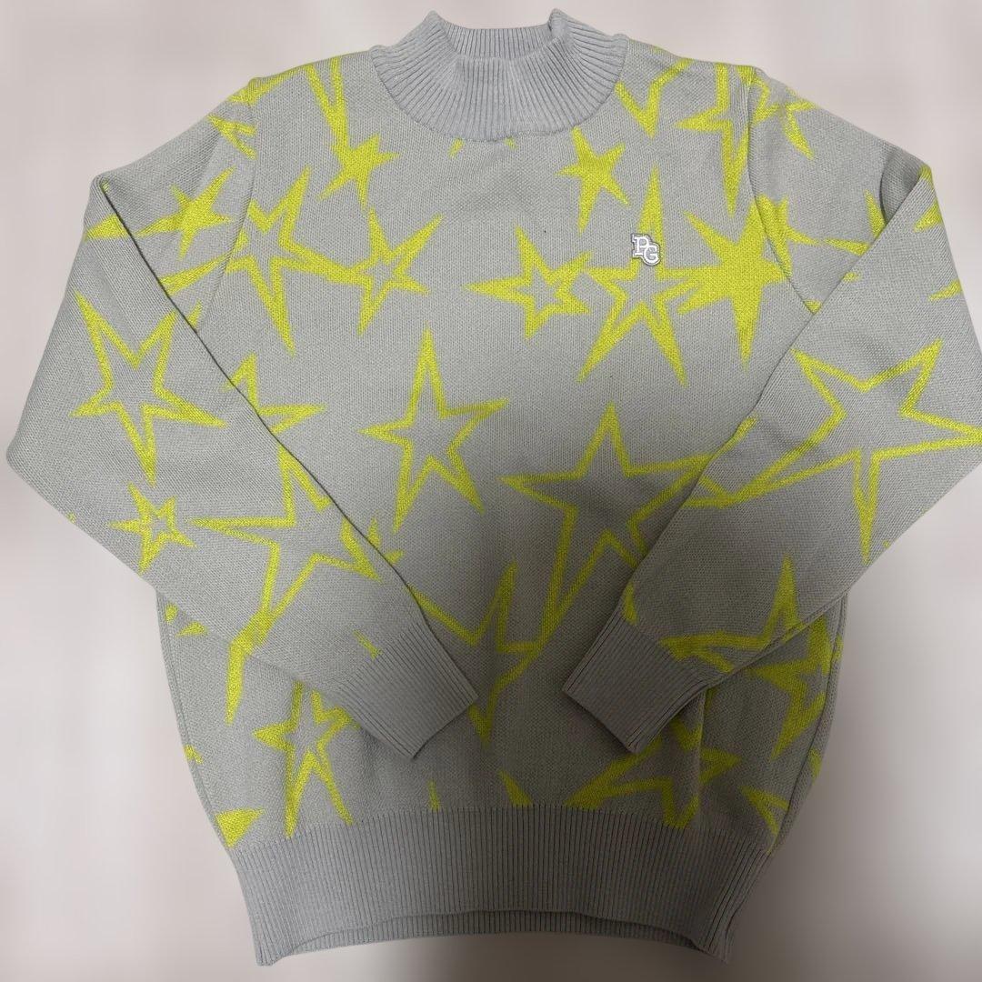 PEARLY GATES 星柄セーター グレー/イエロー