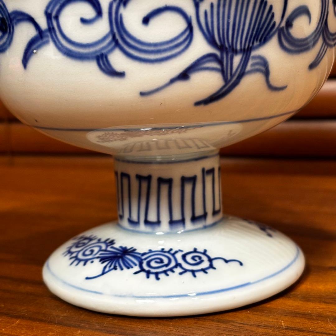 古伊万里　染め付け　金魚図　盃洗