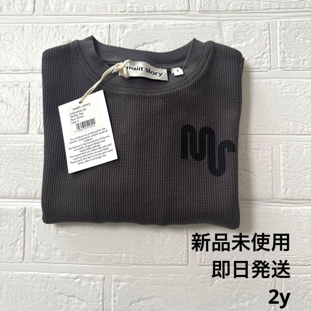 main story Waffle Tee Plum Kitten 2y ロンT