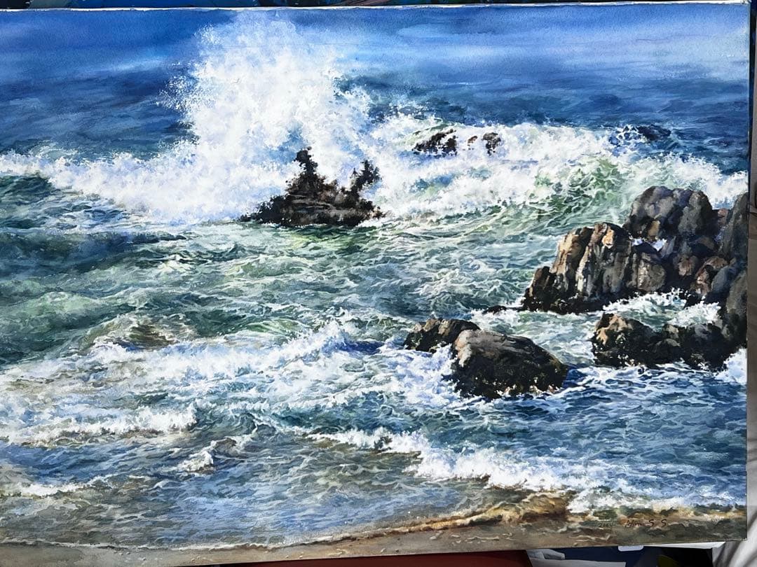 Hａn S am Ｓook 韓国女流作家、真作。 波うねる東海岸。