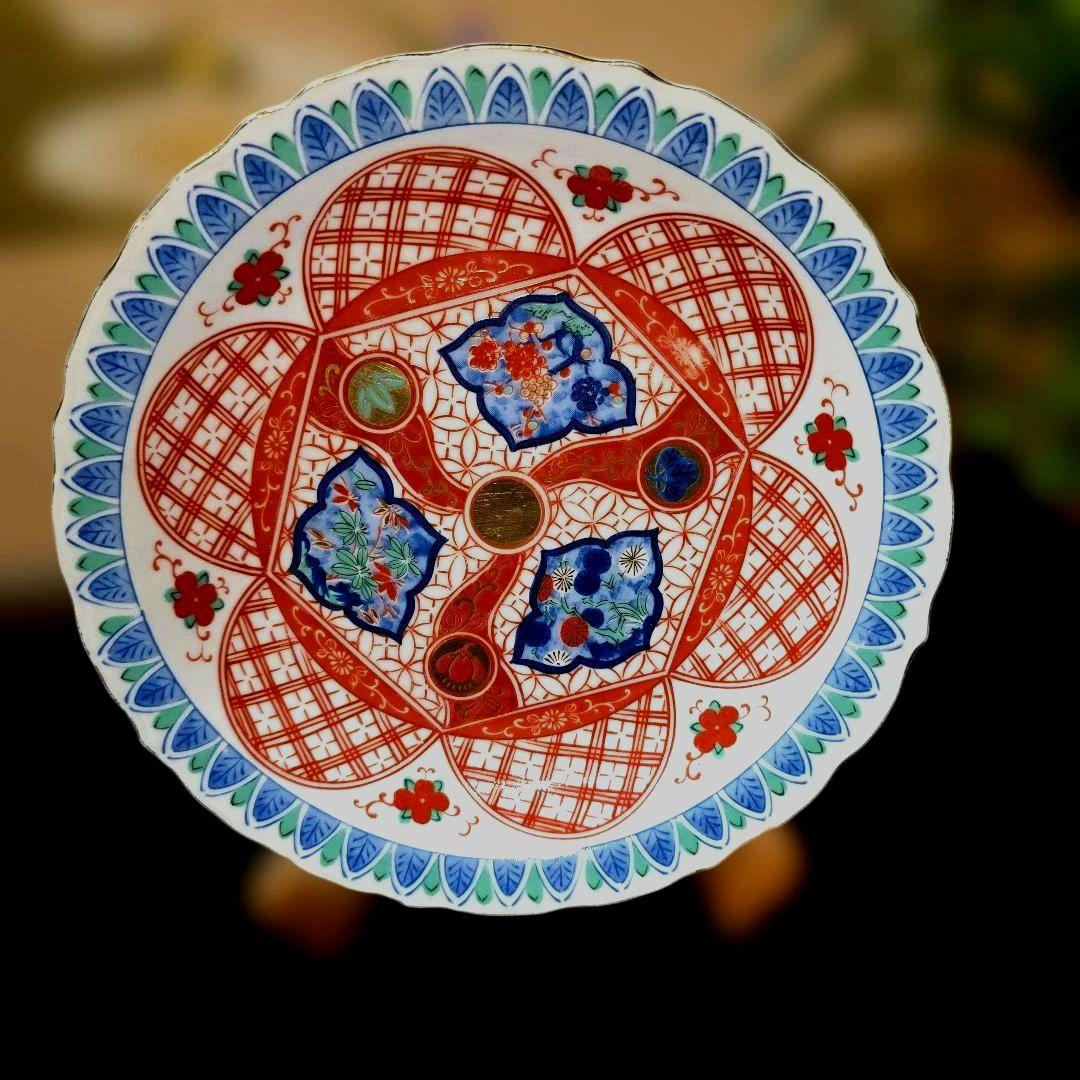 ご購入者様ご確認用　大明成化年製　色絵染付　綾花皿　輪花 深皿　1枚