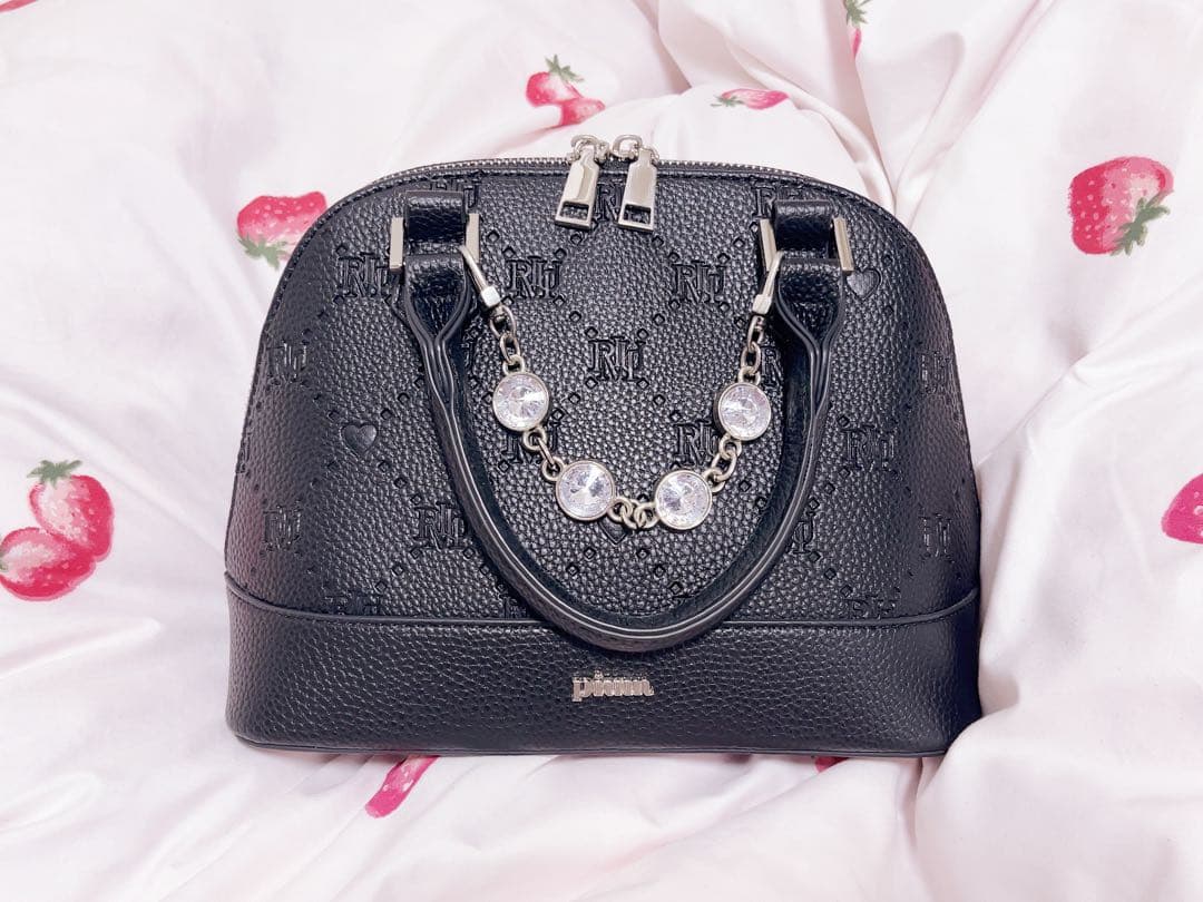 ビジュー付きpiumモノグラムミニバッグ