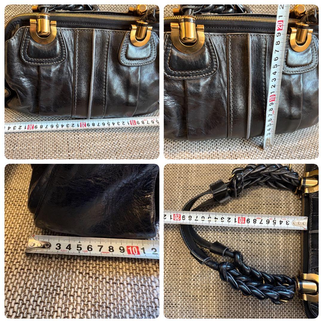 【美品/付属品付】Chloe エロイーズ 本革 ハンドバッグ 黒 Y2K 希少
