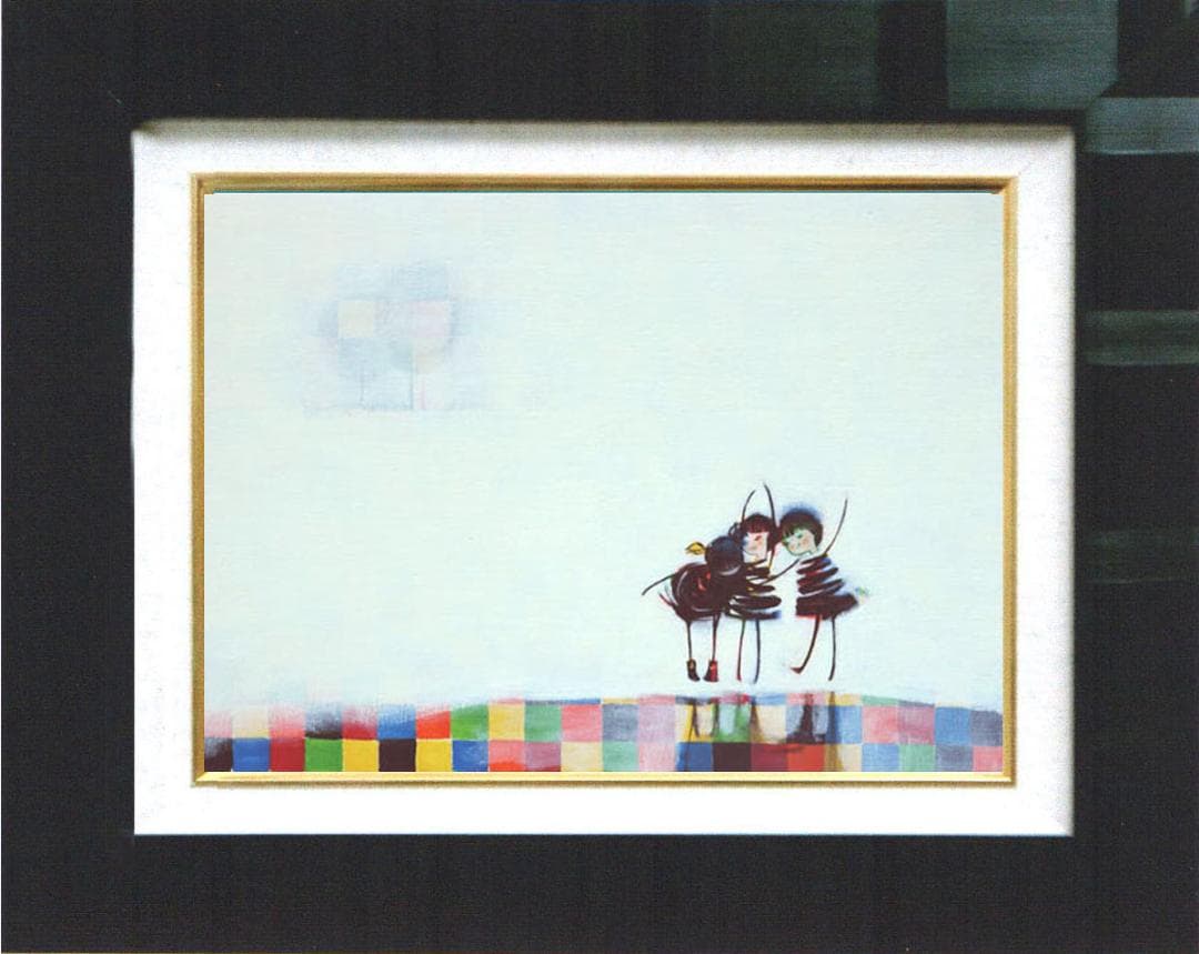 油絵 菅家令子 絵 絵画インテリア 額付(黒) F4-081914 可愛い女の子