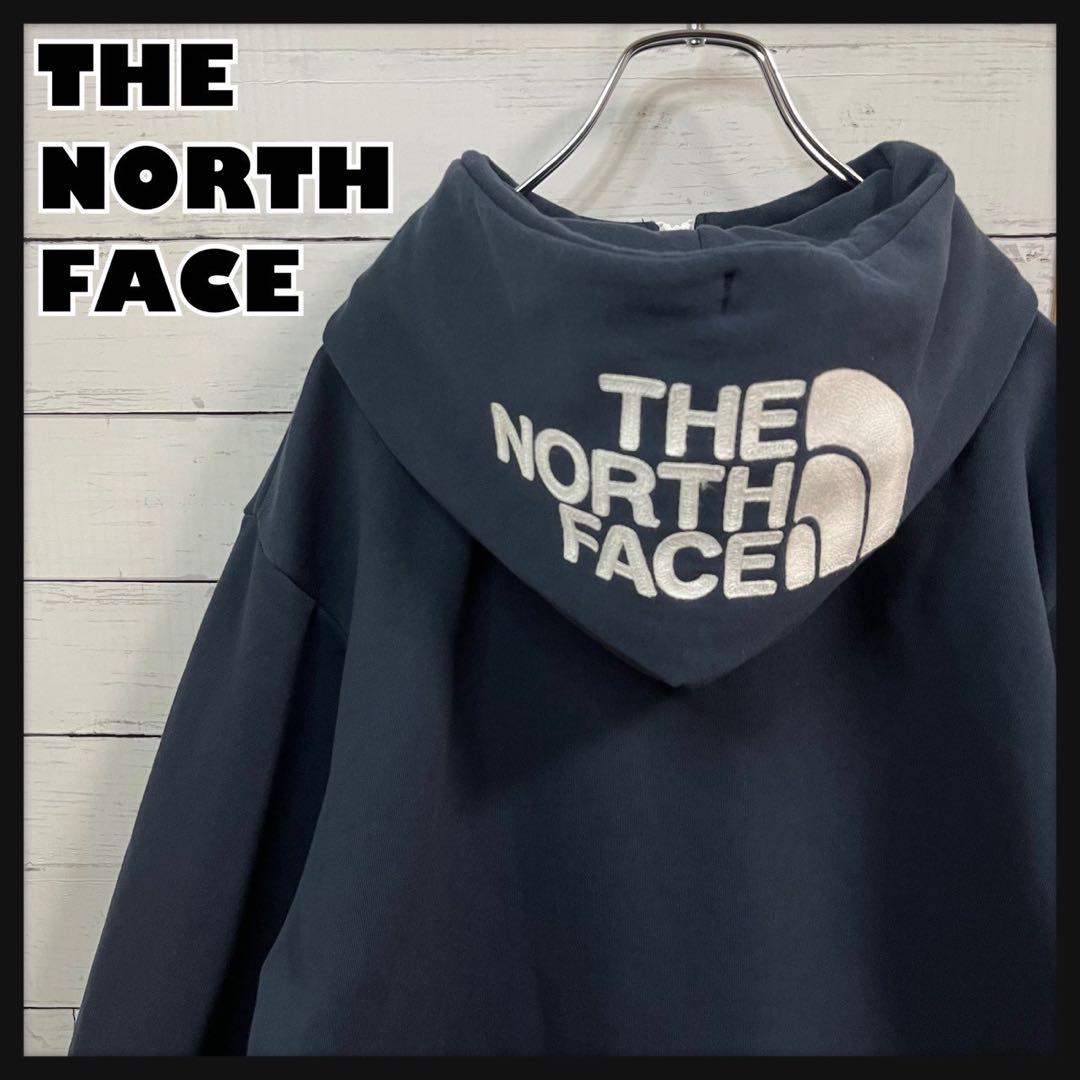 1【希少XL】ノースフェイス☆フード刺繍ビッグロゴ リアビュー☆7414