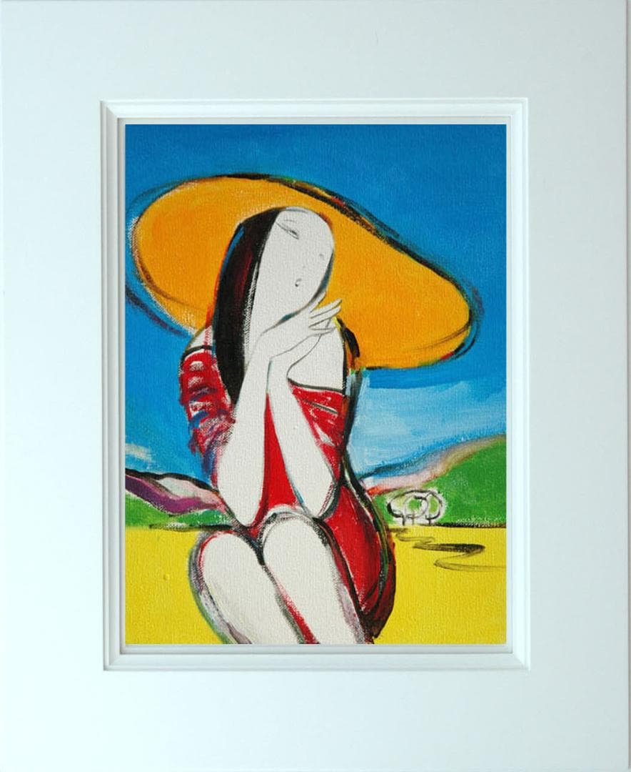 油絵 菅家令子 絵 絵画インテリア額付(白) F3-010511 女性 夢子さん