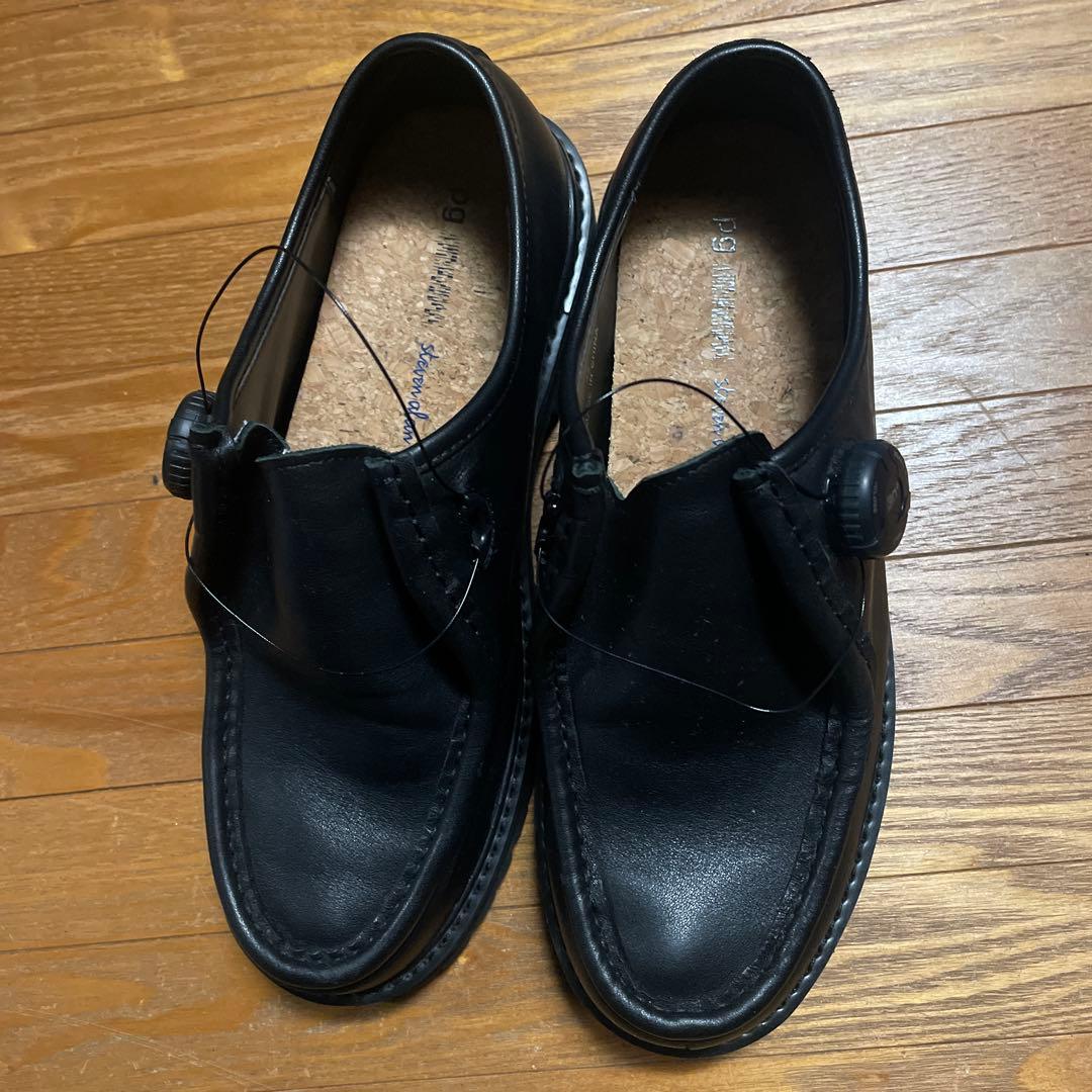 黒 モカシンスタイル シューズ ビブラムソール