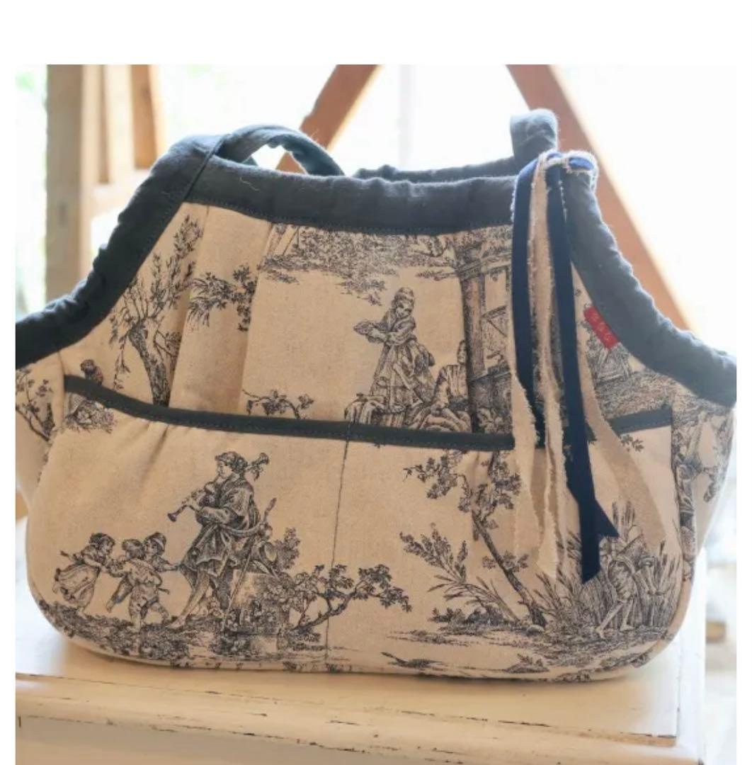 blue bleu bleue フレンチファブリック・キャリーバッグ