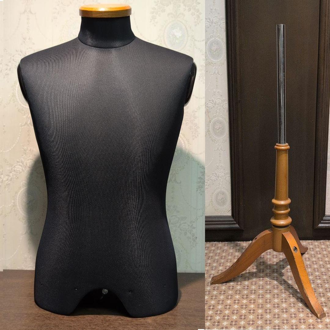 メンズ アーム無し ブラック トルソー スタンド付き ヴィンテージ