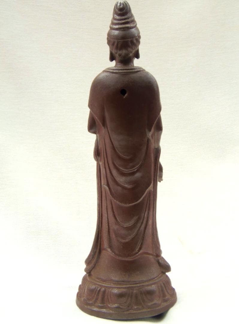 76代逸翁 金重利右衛門（金重勉）古備前焼 置物 観音菩薩像 仏像 古美術 骨董