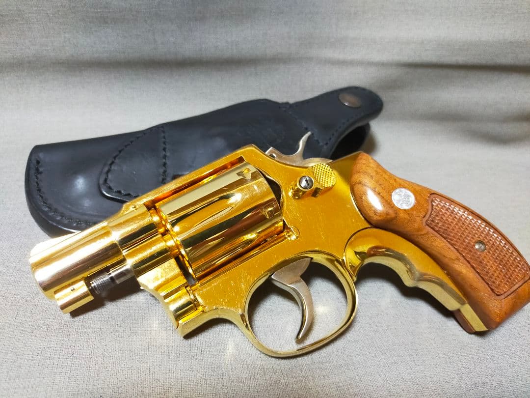 コクサイ S＆W M10 24k モデルガン 木製グリップ＋レザーホルスター