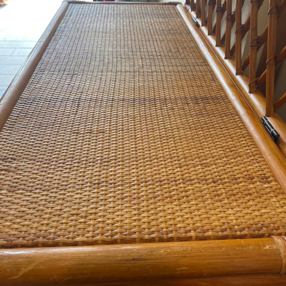 ヴィンテージ ラタンベンチ ラタン家具 籐家具 収納ベンチ 2人掛け レトロ