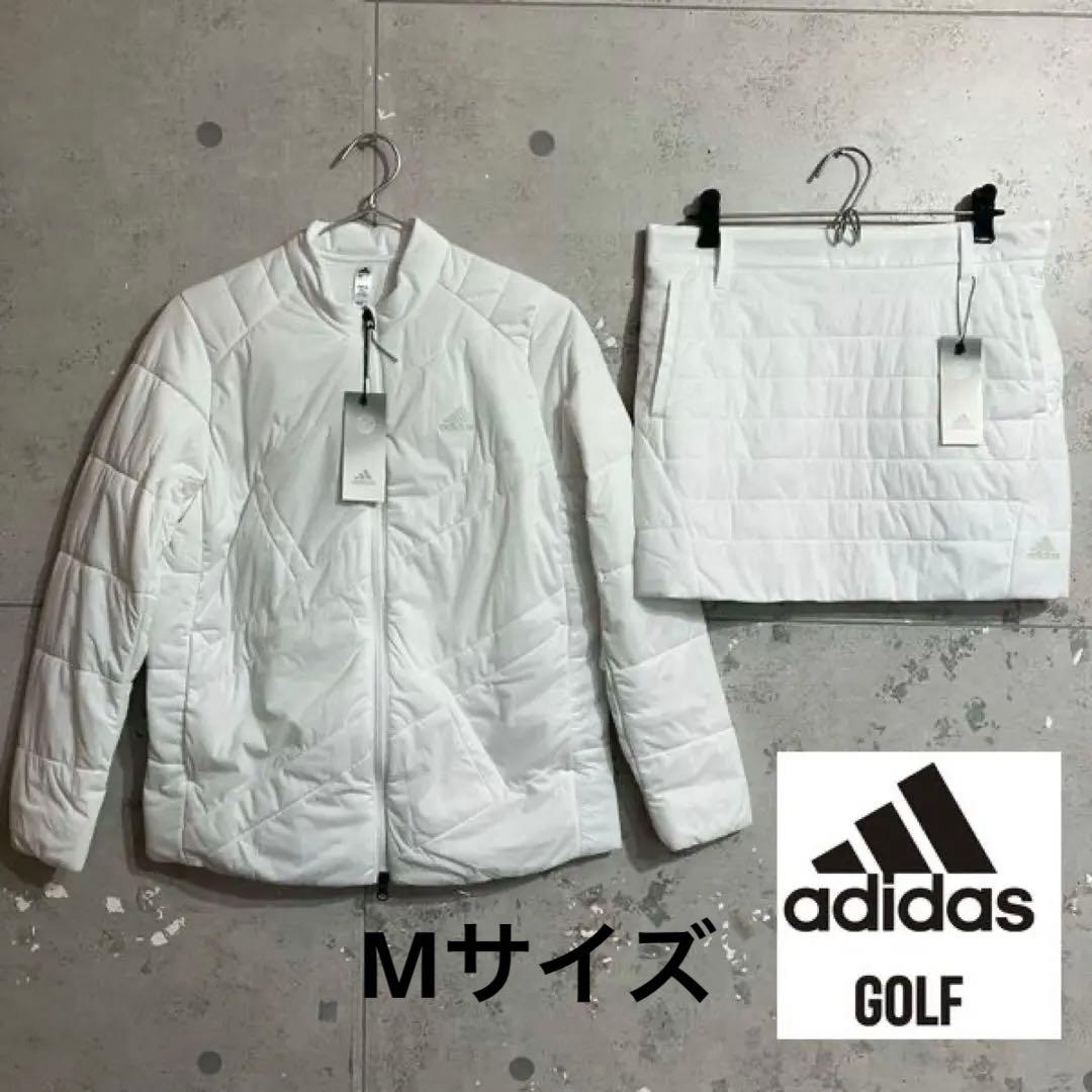 新品 レディースM adidasゴルフ保温 キルティング中綿ジャケット&スカート