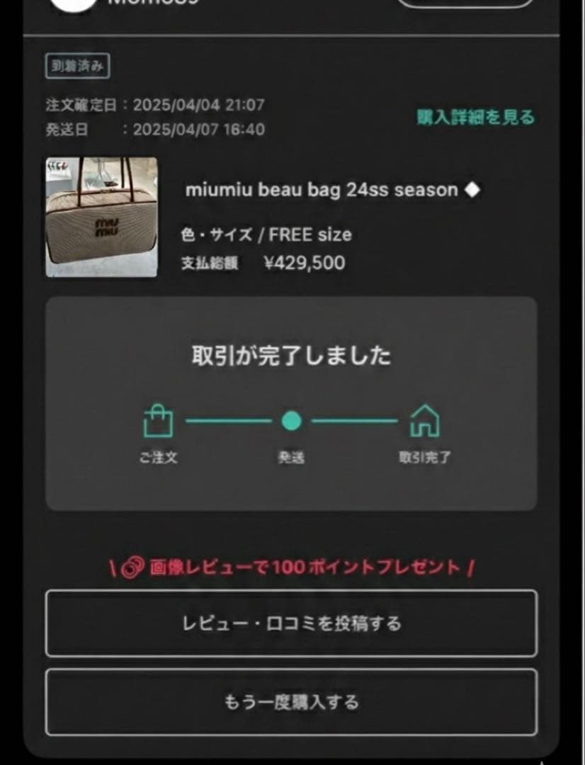 miumiu ボー キャンバス バッグ　1／31までの出品になります