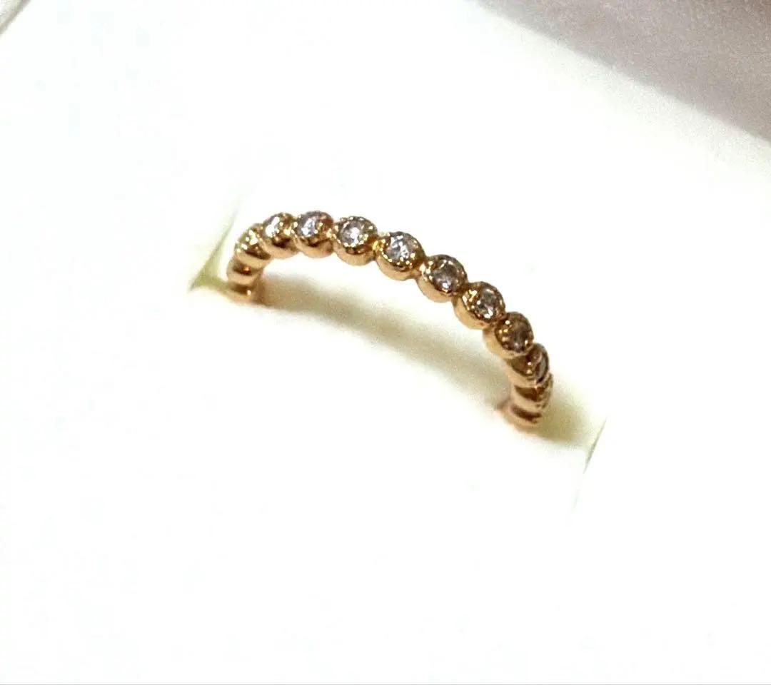 K18 PG１号0.10ct☆ダイヤモンド ハーフエタニティ ピンキーリング