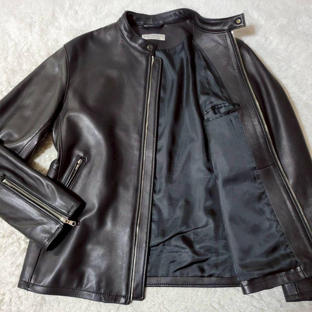 美品✨ ユナイテッドアローズ ラムレザー シングルライダース 羊革 黒 XL