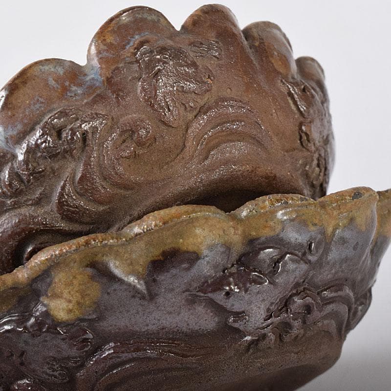 和食器　備前焼　古備前　波千鳥文　手塩皿　五客　C　R8360