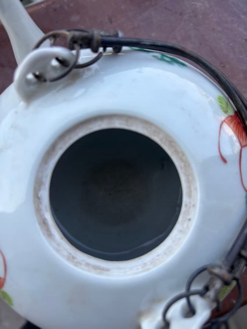 手画パステル金魚壺 提梁壺 茶壺 景徳鎮 陶磁器 煎茶器 現代工芸品 置物