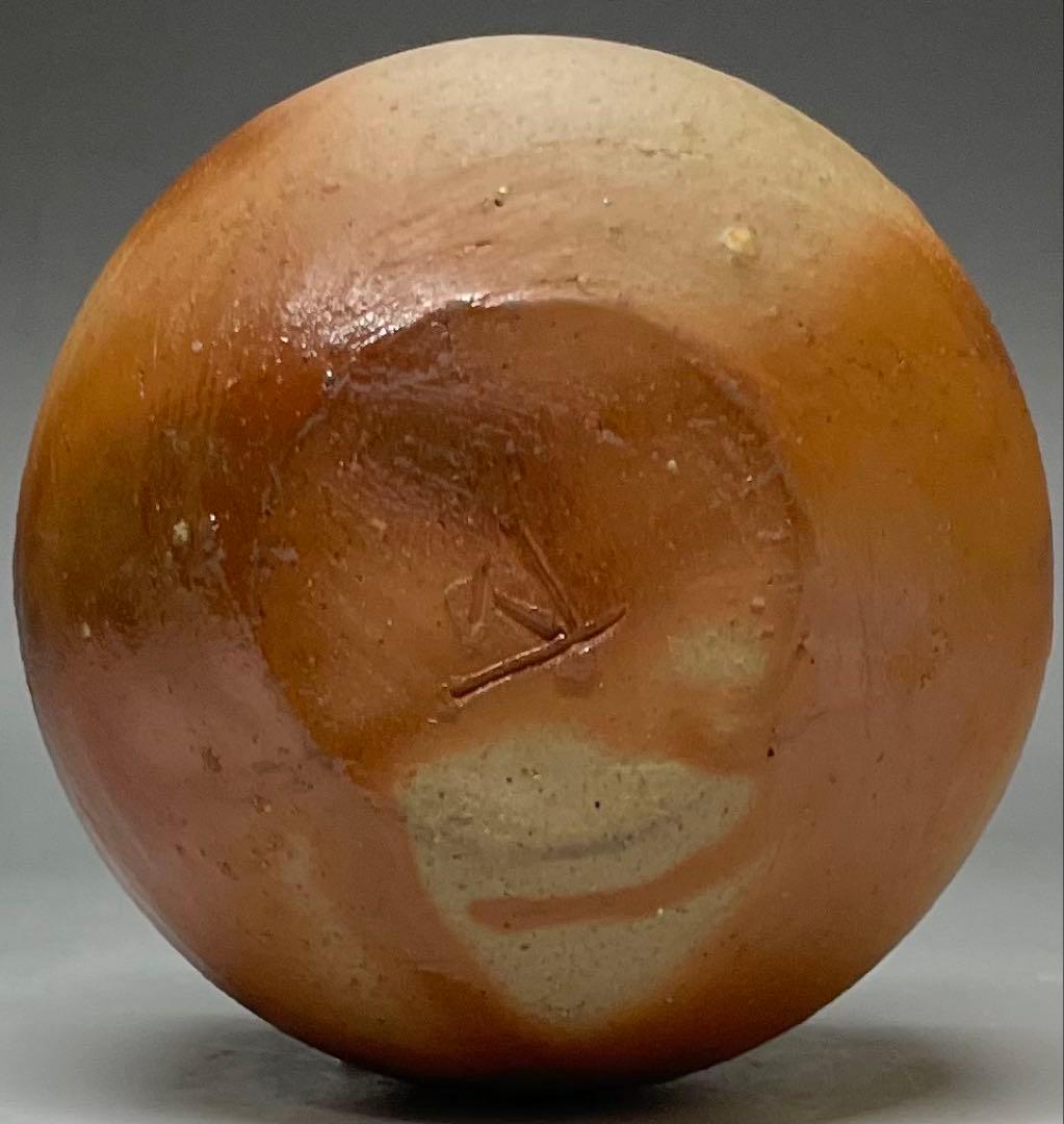 県指定重要無形文化財　山本雄一　備前茶入　共箱(四方桟盛蓋) 共布　栞　y2