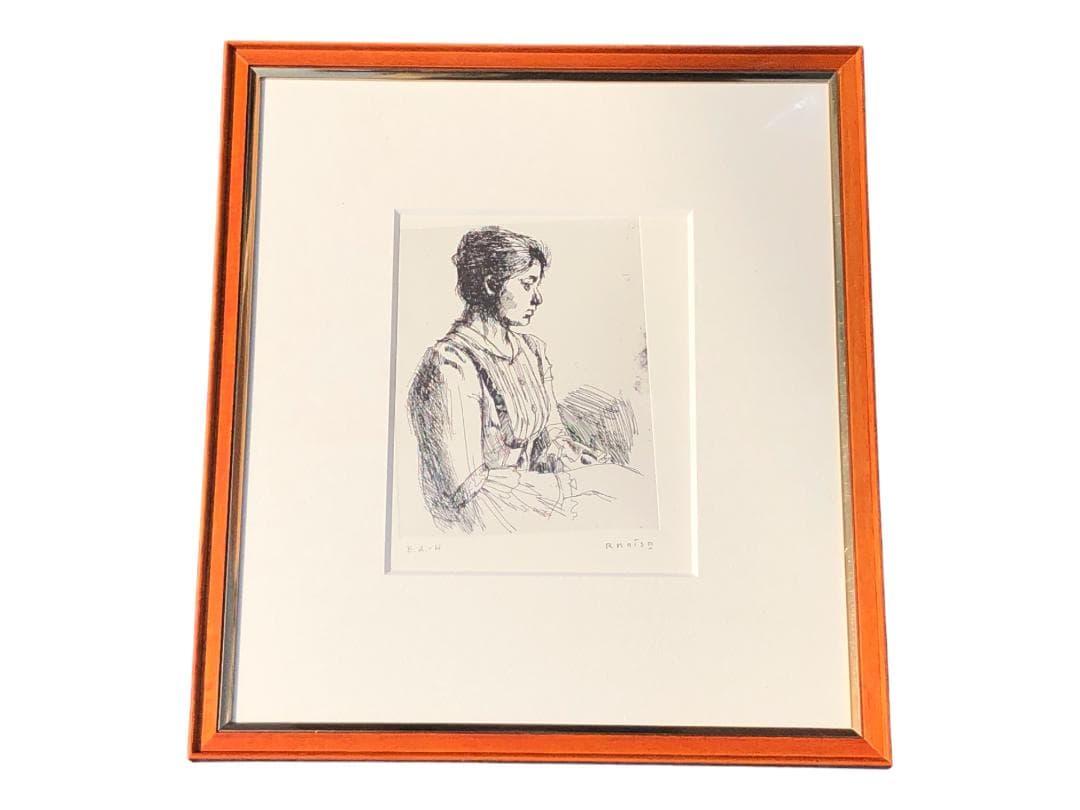 小磯良平 若い女 1978制作 エッチング サイン ed入り 額装