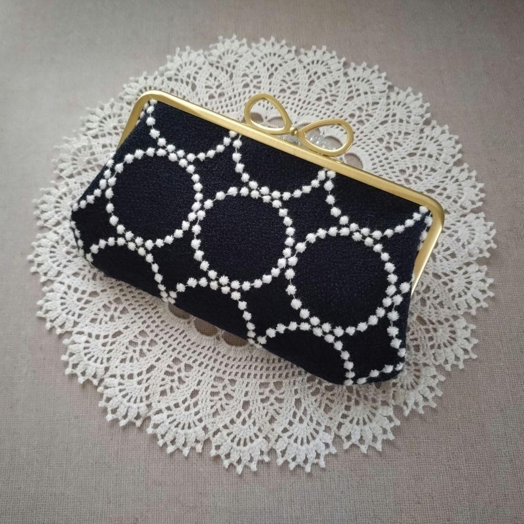 1238 ミナペルホネン tambourine ジョーゼット 親子がま口 長財布