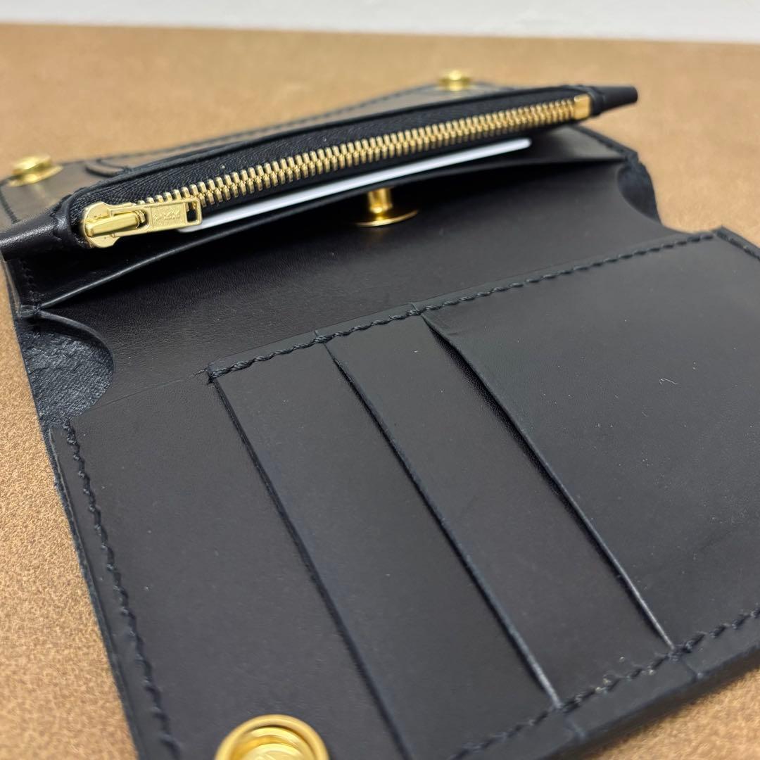 【サンプル特価品】　トラッカーウォレット　ミドル　黒　姫路レザー