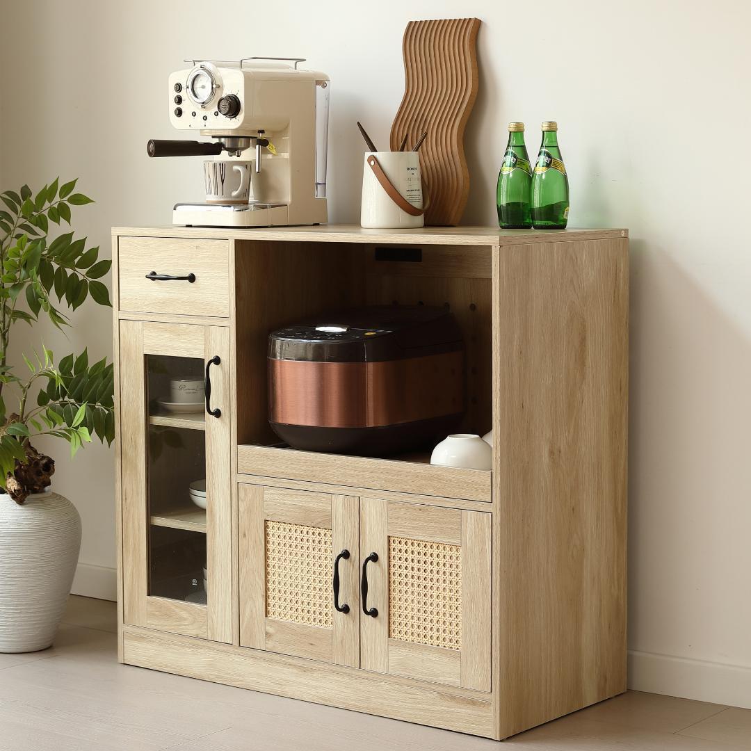 キッチンカウンター 食器棚 キッチンキャビネット レンジ台 　NATURAL