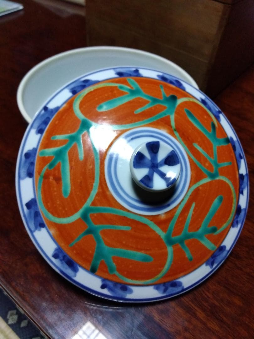 河合卯之助 呉須赤絵蓋物 (向日窯 )