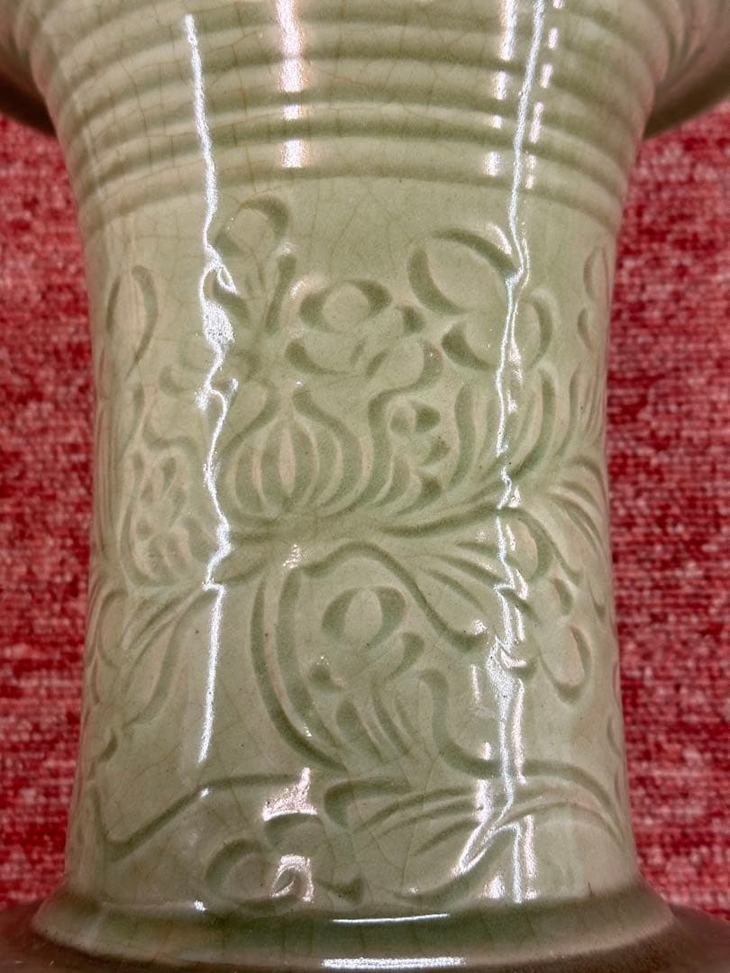 龍泉窑大花瓶 宋時代 花器置物 中國古美術 高 45cm