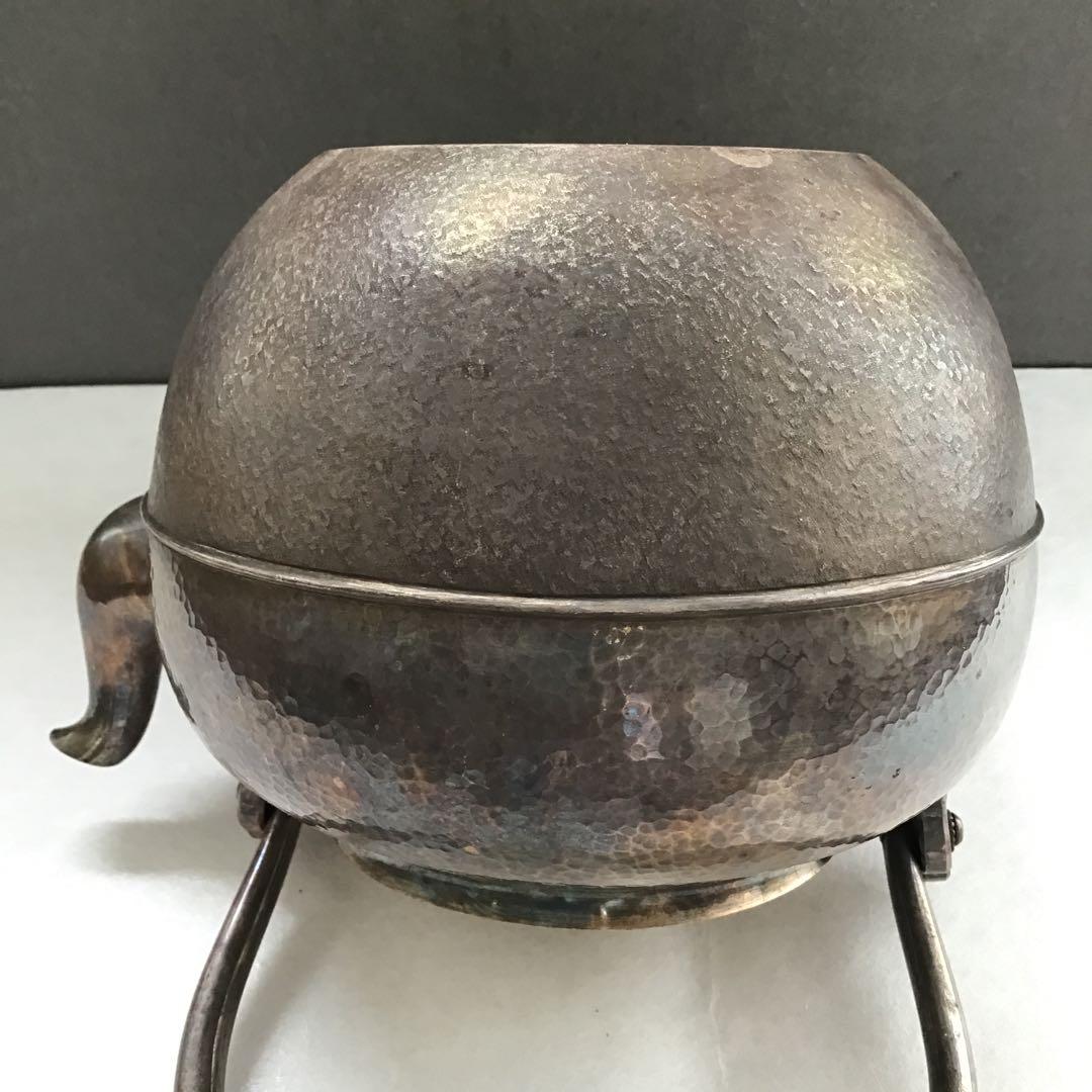 茶道具　湯沸　純銀望月形湯沸　目方百貮拾匁(約450g) 共箱　S218YW