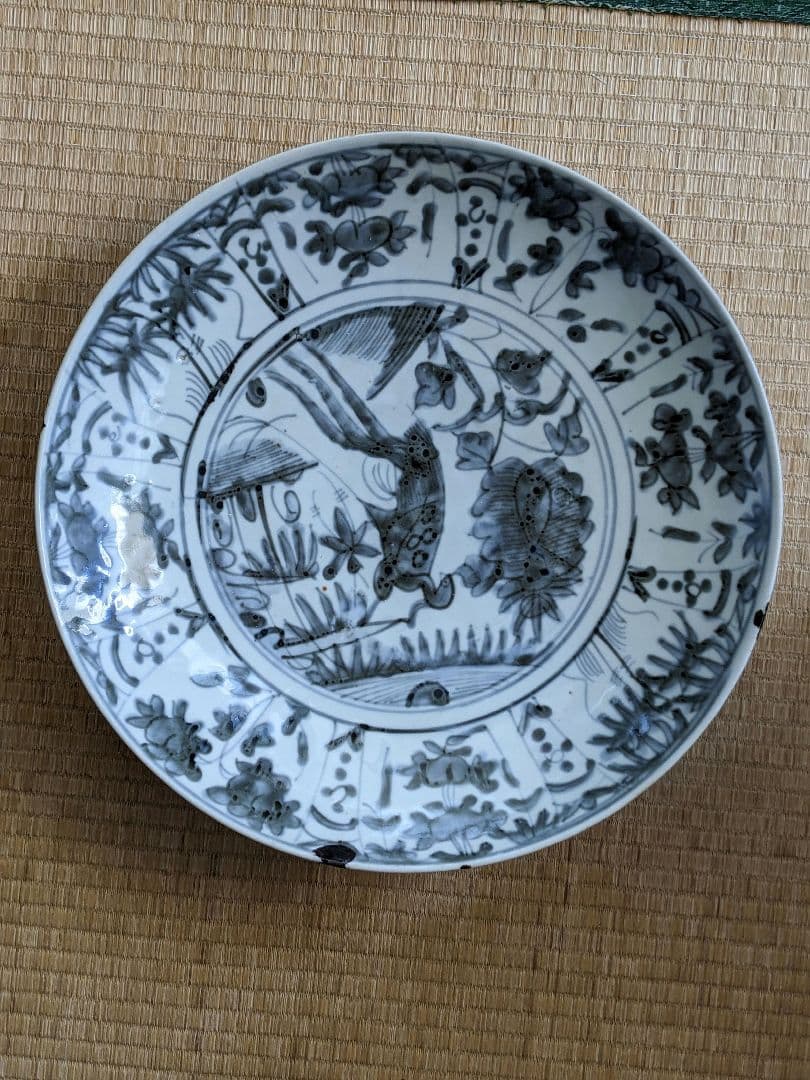 ♦中国陶磁 猿草花文 呉州手 染付大皿 明時代末 漳州窯 青花磁器 古美術骨董品