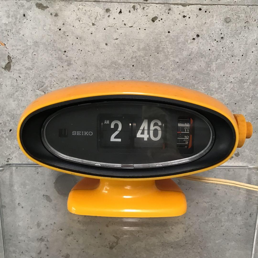 セイコー社 パタパタ時計 オーバルデザイン 昭和レトロ スペースエイジ
