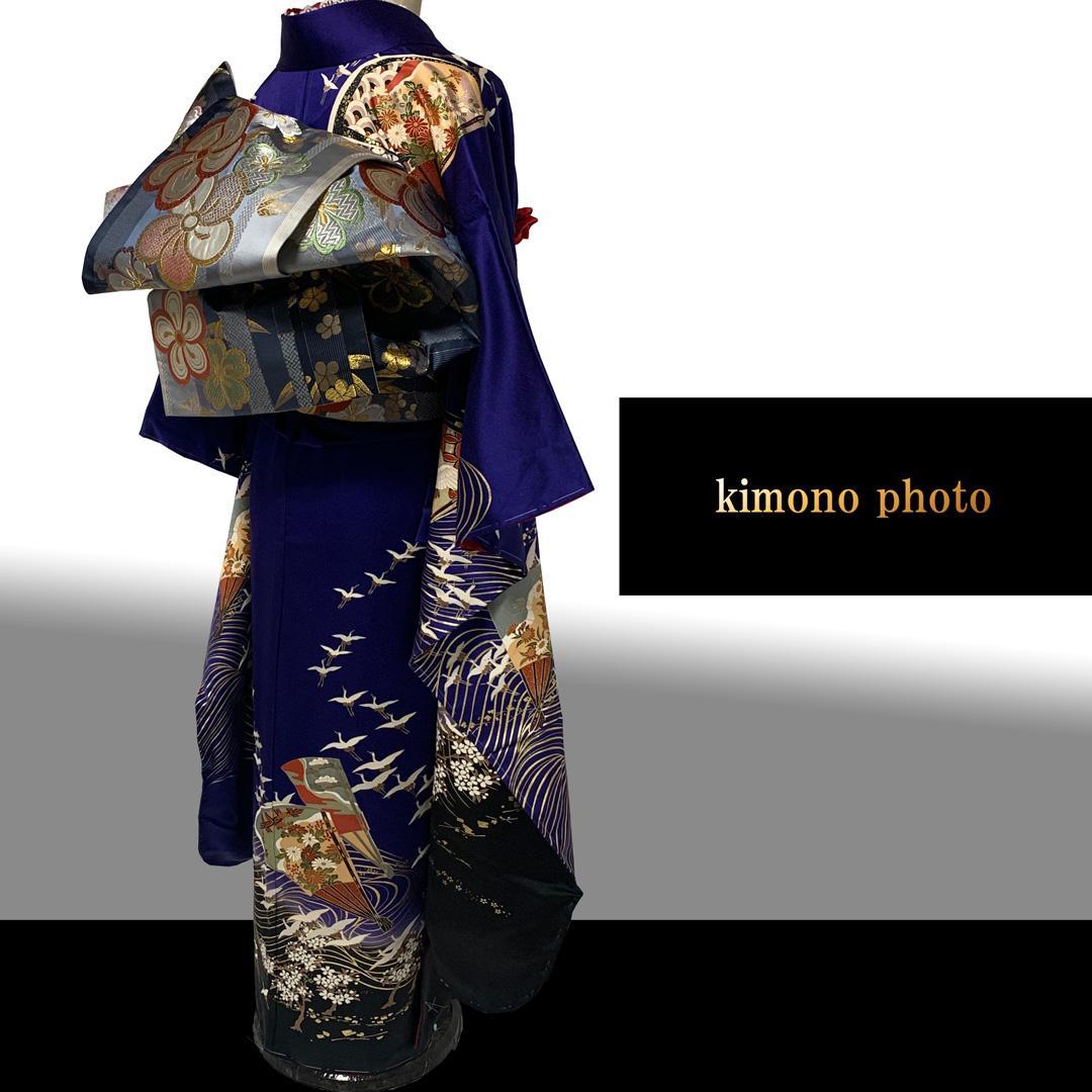 【未使用】正絹【極上逸品】振袖6点フルセット【金彩手描き 友禅染め】トールサイズ