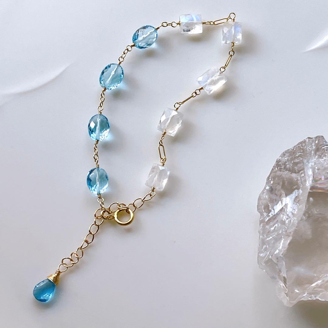 Kaya◆高品質✧スイスブルートパーズ×ブルームーンストーンブレスレット