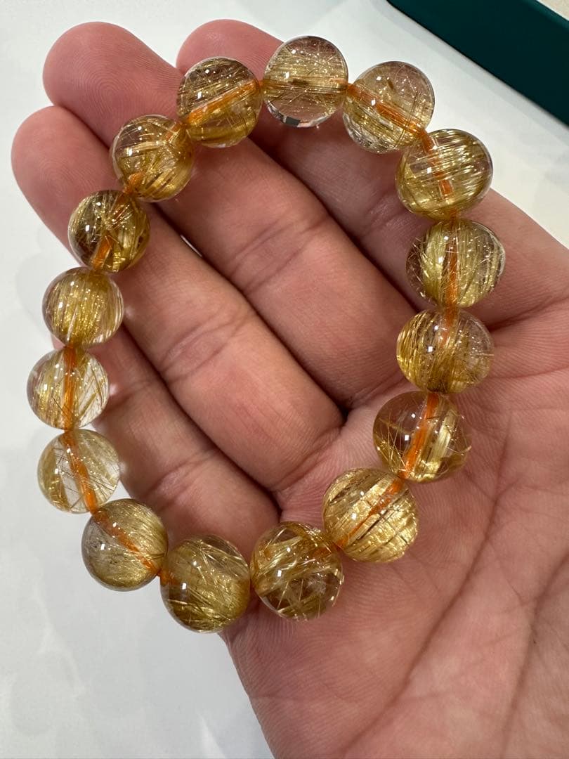 リョ様タイチンゴールドルチルクォーツ11ｍｍ+ブレスレット